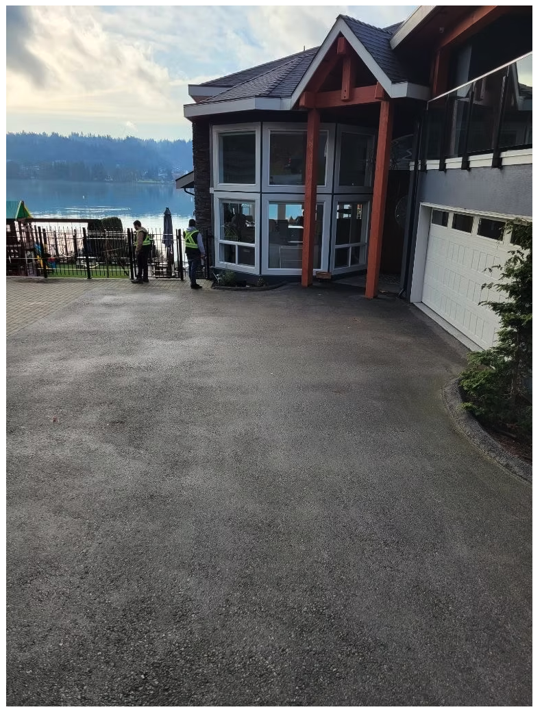Waterfront residential driveway before excavation and paver installation on the Lower Mainland